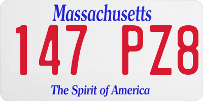 MA license plate 147PZ8