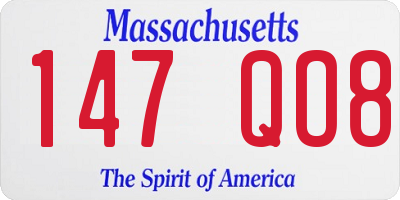 MA license plate 147QO8