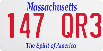 MA license plate 147QR3