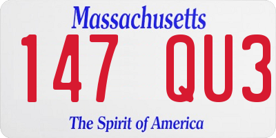 MA license plate 147QU3
