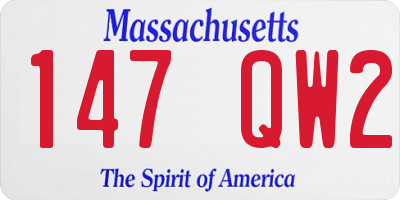 MA license plate 147QW2