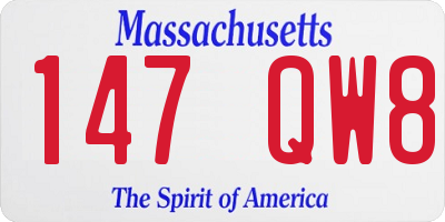 MA license plate 147QW8