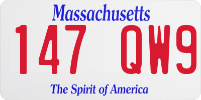 MA license plate 147QW9