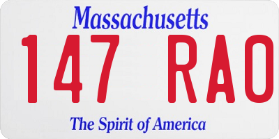 MA license plate 147RA0