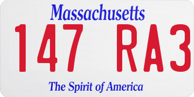 MA license plate 147RA3