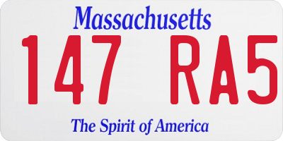 MA license plate 147RA5