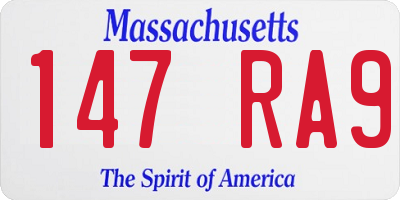 MA license plate 147RA9