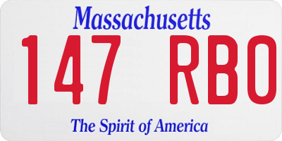 MA license plate 147RB0