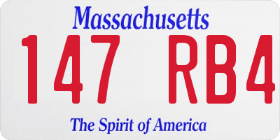 MA license plate 147RB4