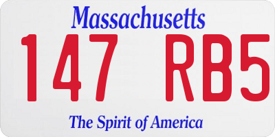 MA license plate 147RB5