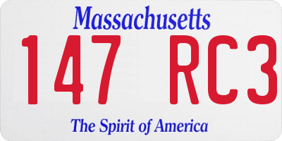 MA license plate 147RC3