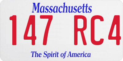 MA license plate 147RC4