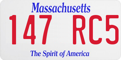 MA license plate 147RC5