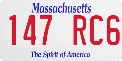 MA license plate 147RC6