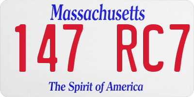 MA license plate 147RC7