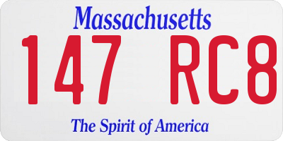 MA license plate 147RC8