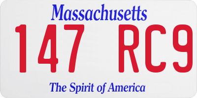 MA license plate 147RC9