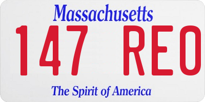MA license plate 147RE0