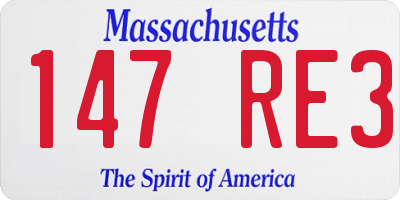 MA license plate 147RE3