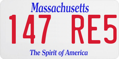MA license plate 147RE5
