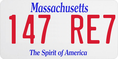 MA license plate 147RE7