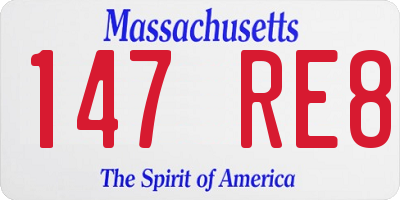 MA license plate 147RE8