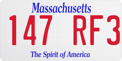 MA license plate 147RF3