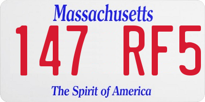 MA license plate 147RF5