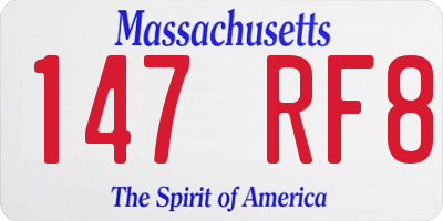 MA license plate 147RF8