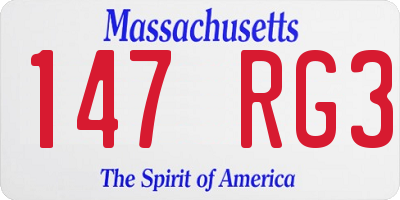 MA license plate 147RG3
