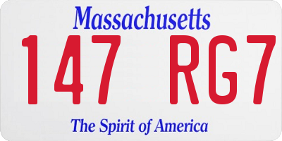MA license plate 147RG7