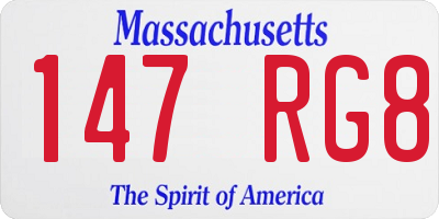 MA license plate 147RG8