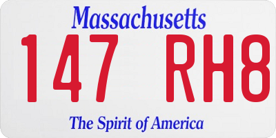 MA license plate 147RH8