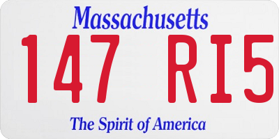 MA license plate 147RI5
