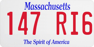 MA license plate 147RI6