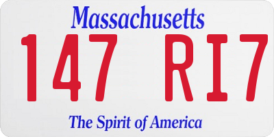 MA license plate 147RI7