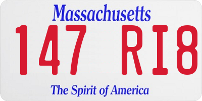 MA license plate 147RI8