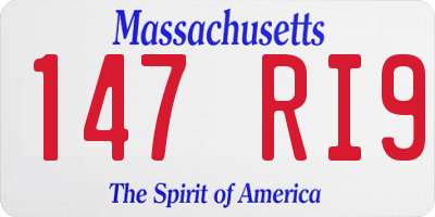 MA license plate 147RI9