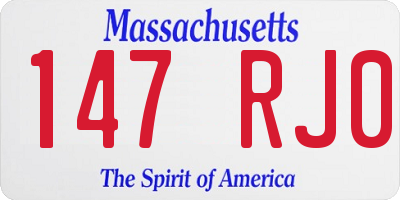 MA license plate 147RJ0