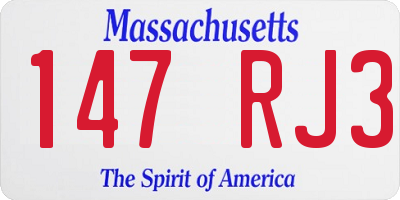 MA license plate 147RJ3