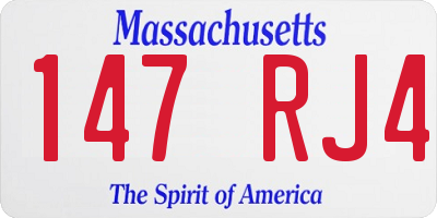 MA license plate 147RJ4