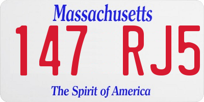 MA license plate 147RJ5