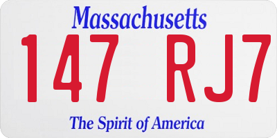 MA license plate 147RJ7