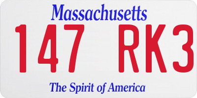 MA license plate 147RK3