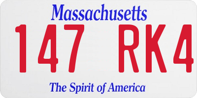 MA license plate 147RK4