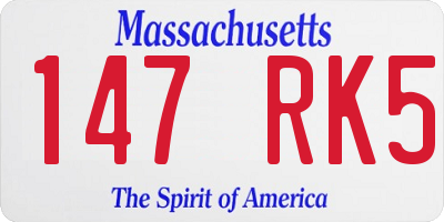 MA license plate 147RK5