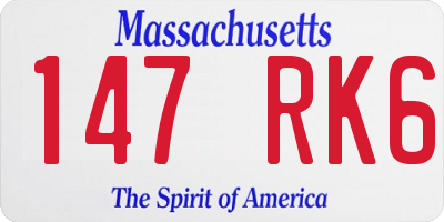MA license plate 147RK6