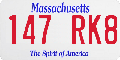 MA license plate 147RK8