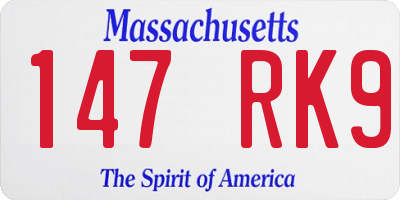 MA license plate 147RK9