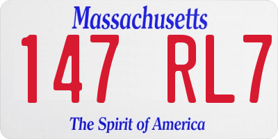 MA license plate 147RL7